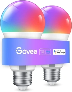 Govee Smart Light Bulbs, WiFi & Bluetooth Color Changing Light Bulbs, Music Sync, 16 Million DIY Colors RGBWW Color Lights Bulb, Work with Alexa, Google Assistant & Govee Home App, 2 Pack