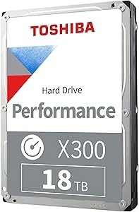 Toshiba X300 18TB Performance & Gaming 3.5-Inch Internal Hard Drive - CMR SATA 6 Gb/s 7200 RPM 512 MB Cache - HDWR51JXZSTA