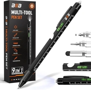 BIIB Father's Day Gifts for Dad, 9 in 1 Multitool Pen Dad Gifts for Fathers Day, Graduation Gifts for Men Him, Birthday Gifts for Anniversary Dad Who Wants Nothing, Unique Tools Gadgets for Mens