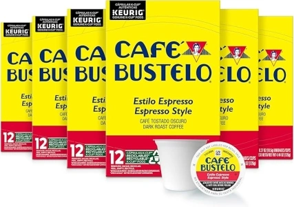 Café Bustelo Espresso Style Dark Roast Coffee, 72 Count Keurig K-Cup Pods