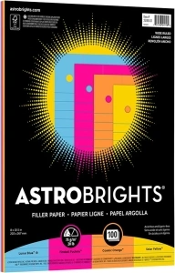 Astrobrights Wausau Wide Ruled Filler Paper Assortment, 100 Count, 8 X 10.5 Inches (25910)