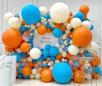 Anllecr Orange Blue White Balloon Arch Kit, 136Pcs Orange Blue and BoBo Balloon Garland Kit for Birthday GraduationWedding Baby Shower Party