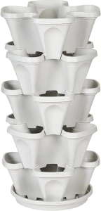 Mr. Stacky 5 Tier Stackable Strawberry, Herb, Flower, and Vegetable Planter - Vertical Garden Indoor/Outdoor