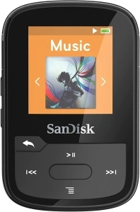 SanDisk 32GB Clip Sport Plus MP3 Player, Black - Bluetooth, LCD Screen, FM Radio - SDMX32-032G-G46K