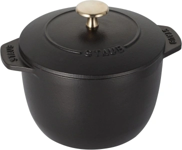 Staub 11721625 Cast Iron Petite French Oven, 1.5-quart, Matte Black