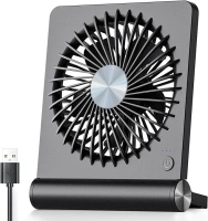 Koonie USB Fan, Strong Wind Ultra Quiet Small Desk Fan 220° Tilt Folding 3 Speeds Adjustable USB-C Powered Personal Fan for Home Office Desktop Black