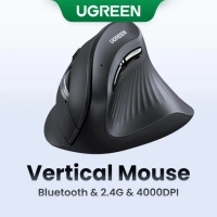 UGREEN MU008 Vertical Ergonomic Wireless Mouse, Bluetooth and 2.4GHz Wireless with USB Mini Receiver DPI Setting 4000DPI 4 Buttons for PC / Mac /Linux Laptop