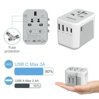 TESSAN 28W 35W 65W 100W Singapore Universal Travel Adapter Fast Charging Type C Charger with USB C ,UK Travel Adaptor for Japan, Korea, Philippines , International Plug Type I/C/G/A