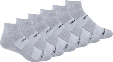 Saucony mens Multi-pack Mesh Ventilating Comfort Fit Performance Quarter Socks (6 & 12 Pairs)