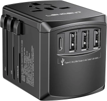 LENCENT Universal Travel Adapter, International Charger with 3 USB Ports and Type-C PD Fast Charging Adaptor for iPhone, Samsung, Tablet, Gopro. for Over 200 Countries Type A/C/G/I (USA, UK, EU AUS)