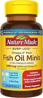 Nature Made Burp-Less Omega-3 from Fish Oil 1400 mg Minis, Dietary Supplement for Heart Health, Eyes and Brain Support, 60 Softgels, 30 Day Supply