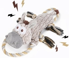 Crinkle Plush Dog Toys with Squeaker, Tug Rope, Dog Chew, Assorted Sizes for Puppies and Dogs