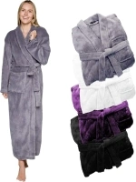 Silver Lilly Womens Robe - Plush Bathrobe - Full Length Robe with Shawl Collar