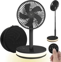 VENTY Portable Fan - Wireless Battery Operated Fan, 48HR Run Time 16000MAH Oscillating Rechargeable Fan, Remote Control & LED Lighting, Folding Telescopic Camping Fan (Black with Case)