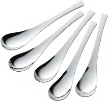 Shimomura Kihan 18756 Lotus Spoon, Set of 5, Made in Japan, Stainless Steel, Dishwasher Safe, Easy to Eat, Curry Pot, Stir Rice, Wok Bowl