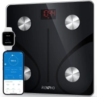 RENPHO Body Fat Scale Smart BMI Scale Digital Bathroom Wireless Weight Scale, Body Composition Analyzer with Smartphone App sync with Bluetooth, 396 lbs - Black, Elis 1