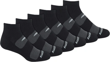 Saucony mens Multi-pack Mesh Ventilating Comfort Fit Performance Quarter Socks (6 & 12 Pairs)