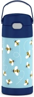 THERMOS FUNTAINER 12 Ounce Stainless Steel Vacuum Insulated Kids Straw Bottle, Honey Bees